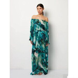 NWT Villa Fresca Malia Micro Pleated Maxi Dress Chiffon Cover Up Vacation New 6